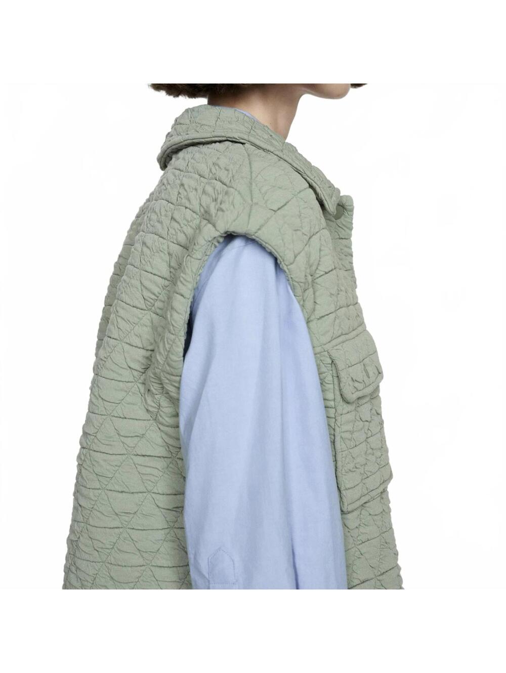 Mango Quilted Vest with Buttons NWT Pastel Green XS - Picture 8 of 9